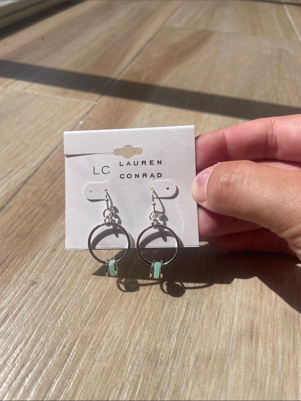 LC Lauren Conrad Silver dangles with Mint Green Accent